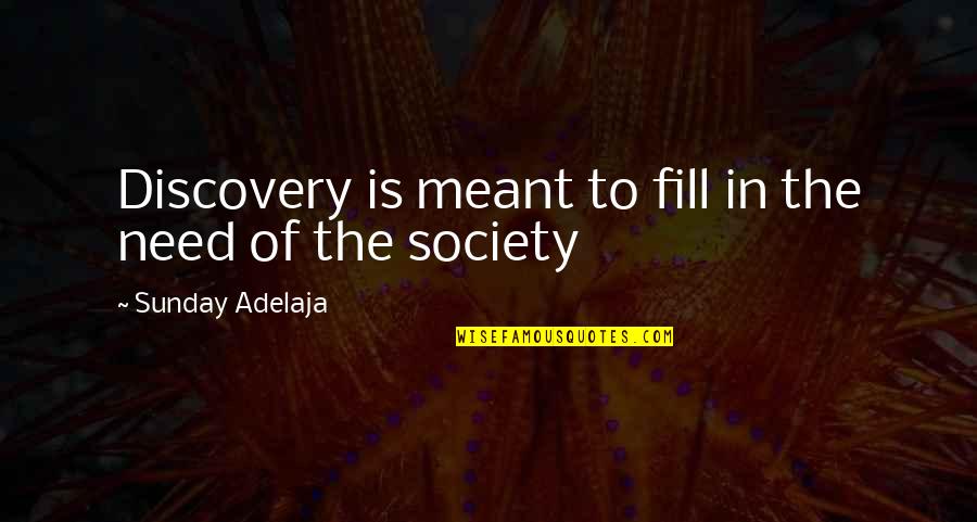 Siddin Quotes By Sunday Adelaja: Discovery is meant to fill in the need