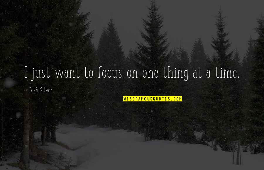 Significante Y Quotes By Josh Silver: I just want to focus on one thing