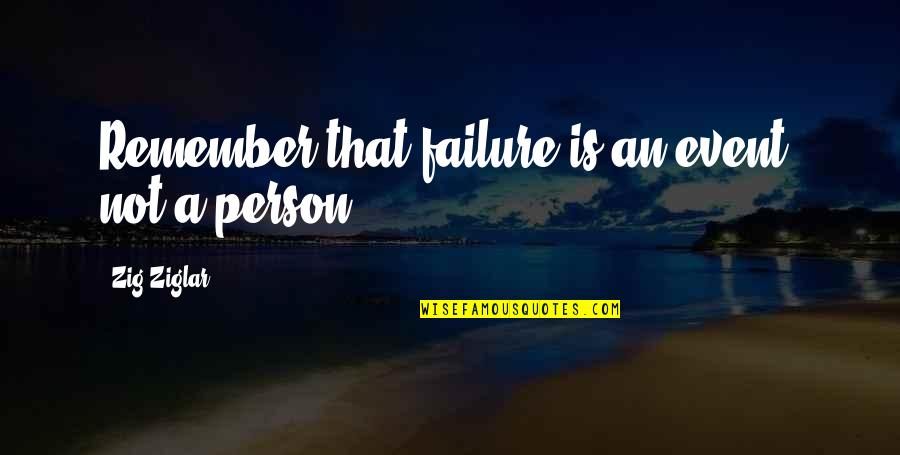 Silolona Quotes By Zig Ziglar: Remember that failure is an event, not a