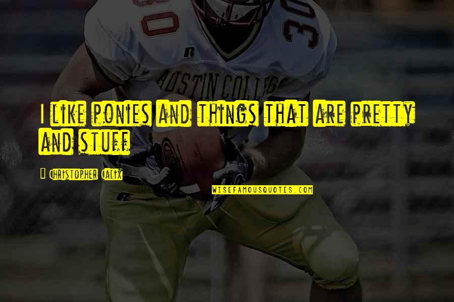 Simple Pretty Quotes By Christopher Calix: I like ponies and things that are pretty