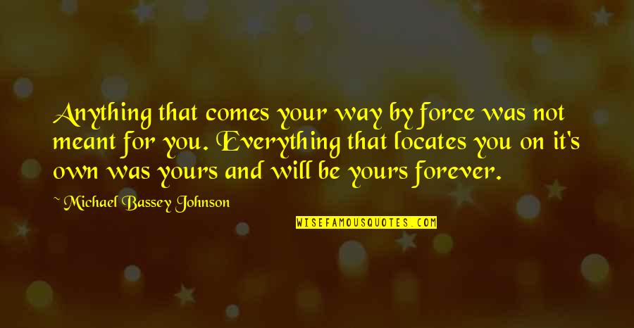 Sincerely Yours Quotes By Michael Bassey Johnson: Anything that comes your way by force was