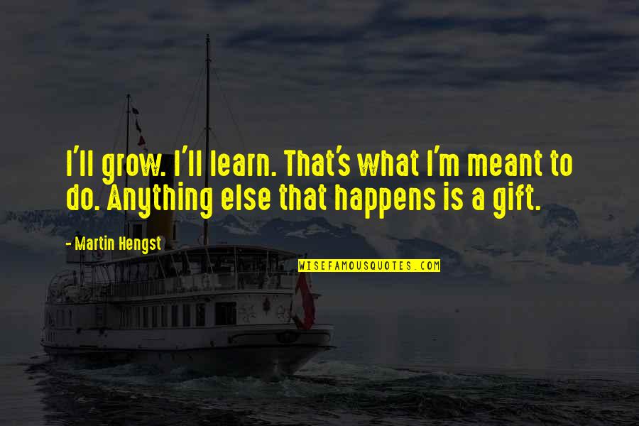 Situps When Pregnant Quotes By Martin Hengst: I'll grow. I'll learn. That's what I'm meant