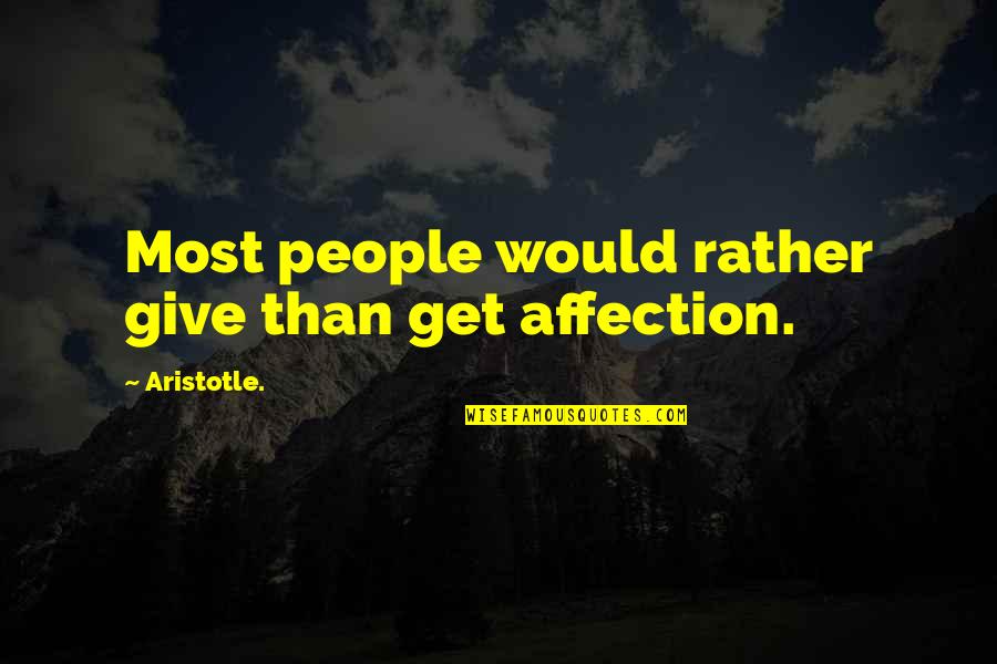 Skopik Und Quotes By Aristotle.: Most people would rather give than get affection.