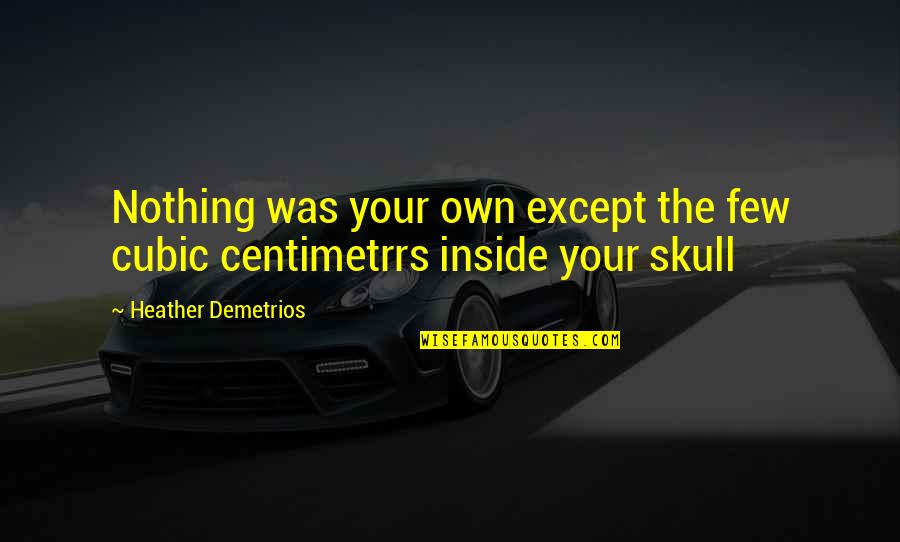 Skull Quotes By Heather Demetrios: Nothing was your own except the few cubic