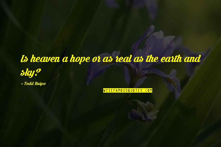 Sky And Heaven Quotes By Todd Burpo: Is heaven a hope or as real as