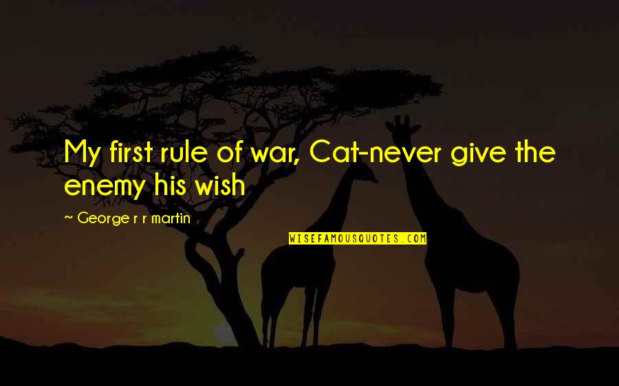 Slap Fight Quotes By George R R Martin: My first rule of war, Cat-never give the