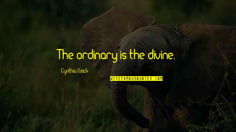 Slavery Institution Quotes By Cynthia Ozick: The ordinary is the divine.