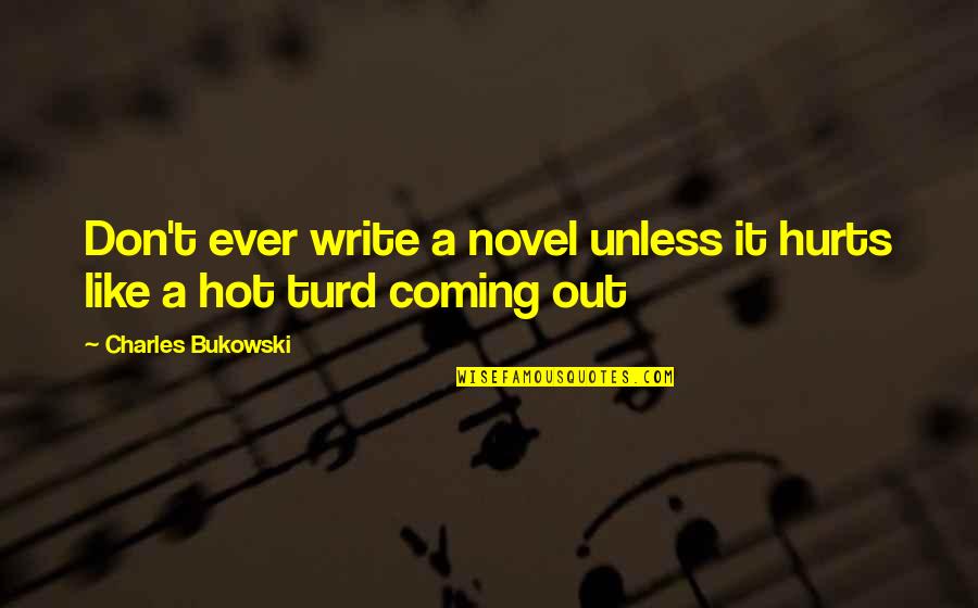 Slippage Synonym Quotes By Charles Bukowski: Don't ever write a novel unless it hurts