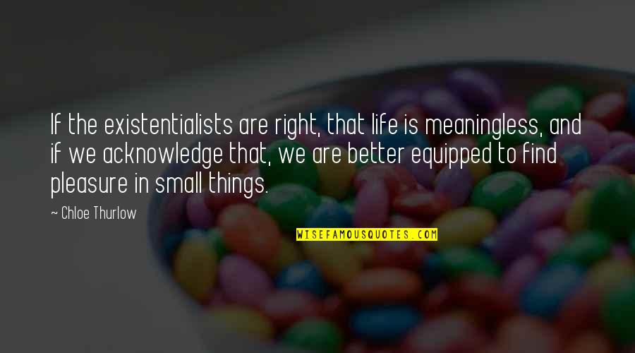 Small Things Are Better Quotes By Chloe Thurlow: If the existentialists are right, that life is