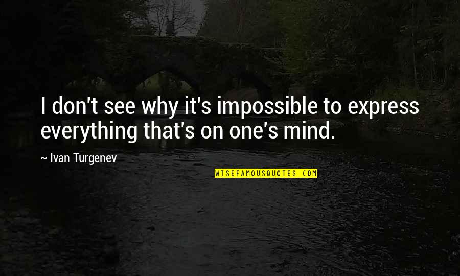 Smenospongia Quotes By Ivan Turgenev: I don't see why it's impossible to express