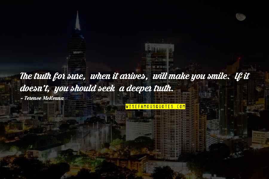 Smile You Make Quotes By Terence McKenna: The truth for sure, when it arrives, will