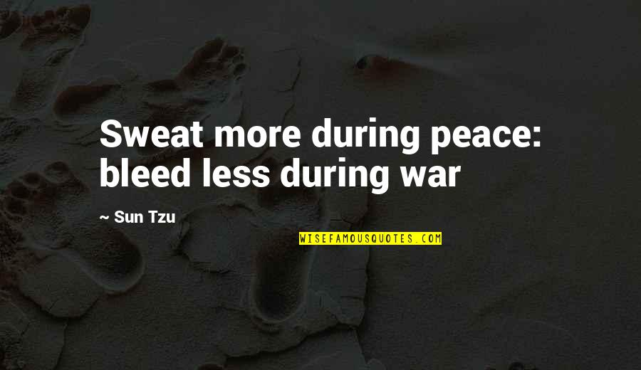 So Badass Quotes By Sun Tzu: Sweat more during peace: bleed less during war