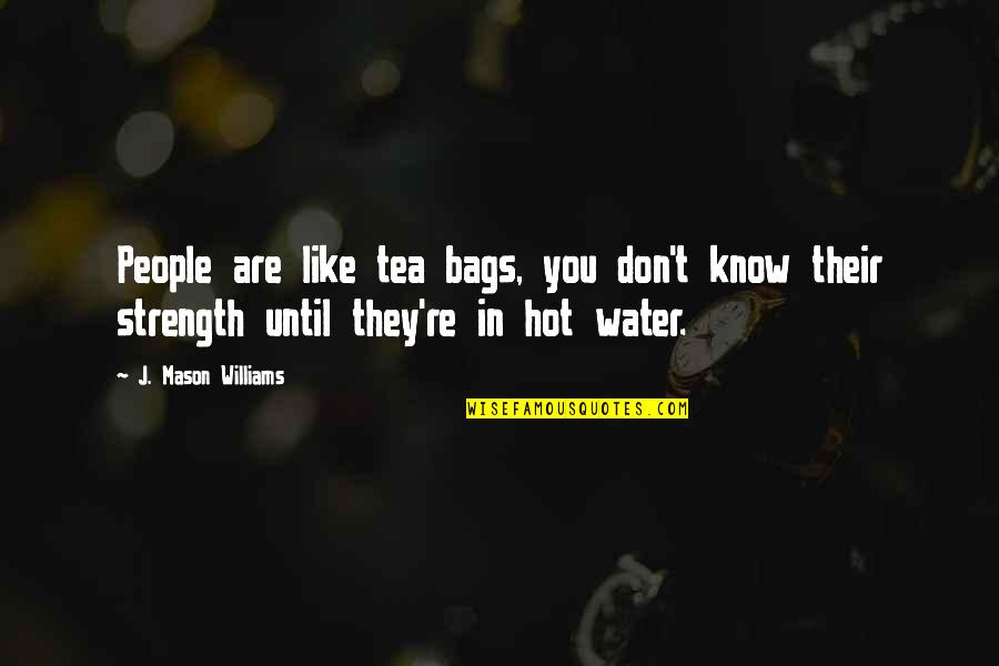 Software Bugs Quotes By J. Mason Williams: People are like tea bags, you don't know