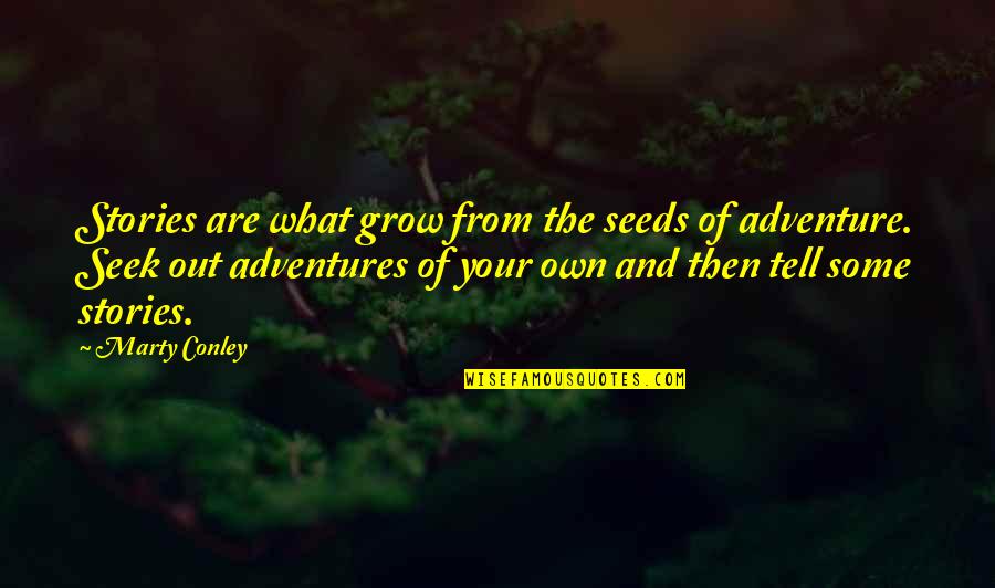 Some Inspirational Quotes By Marty Conley: Stories are what grow from the seeds of