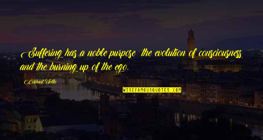 Someone Who Tried Quotes By Eckhart Tolle: Suffering has a noble purpose: the evolution of