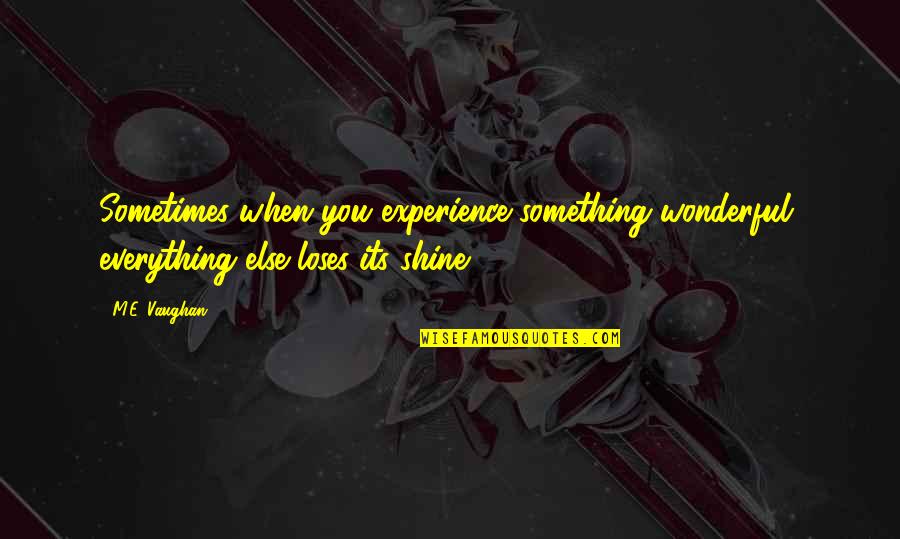 Something You Forget Quotes By M.E. Vaughan: Sometimes when you experience something wonderful, everything else