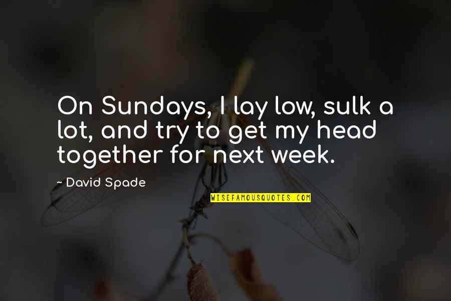 Sometimes You Need To Disconnect Quotes By David Spade: On Sundays, I lay low, sulk a lot,