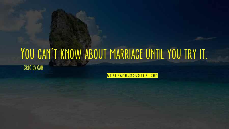 Sonders Apartments Quotes By Greg Evigan: You can't know about marriage until you try