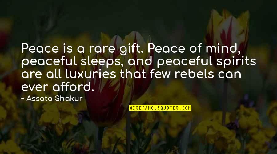 Songiso Quotes By Assata Shakur: Peace is a rare gift. Peace of mind,