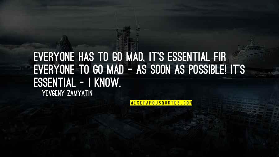 Soon's Quotes By Yevgeny Zamyatin: Everyone has to go mad, it's essential fir