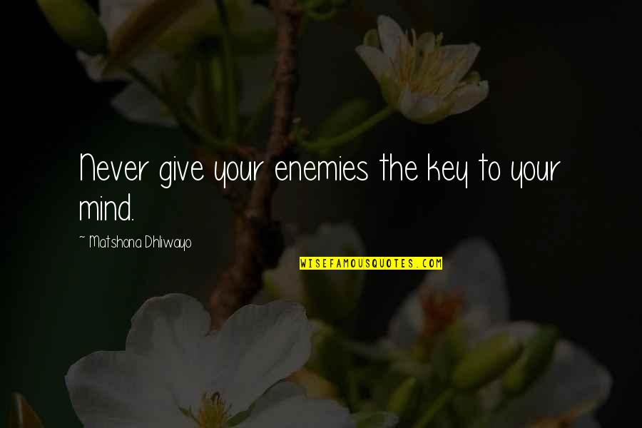 Soothest Quotes By Matshona Dhliwayo: Never give your enemies the key to your