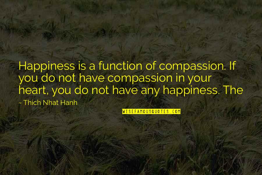 Souille Landscape Quotes By Thich Nhat Hanh: Happiness is a function of compassion. If you