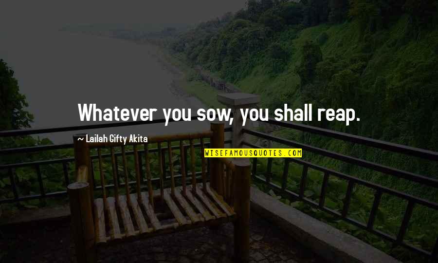 Sowing Seeds Quotes By Lailah Gifty Akita: Whatever you sow, you shall reap.