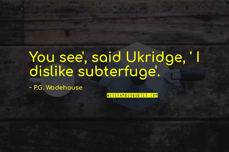 Soy Oil Futures Quotes By P.G. Wodehouse: You see', said Ukridge, ' I dislike subterfuge'.