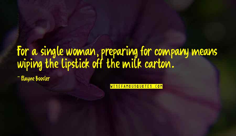 Sperms Fertilizing Quotes By Elayne Boosler: For a single woman, preparing for company means