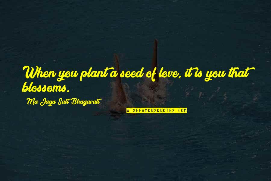 Spiritual Plant Quotes By Ma Jaya Sati Bhagavati: When you plant a seed of love, it