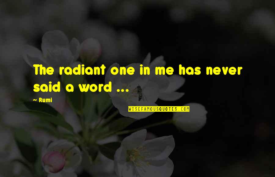 Spoilsport Quotes By Rumi: The radiant one in me has never said