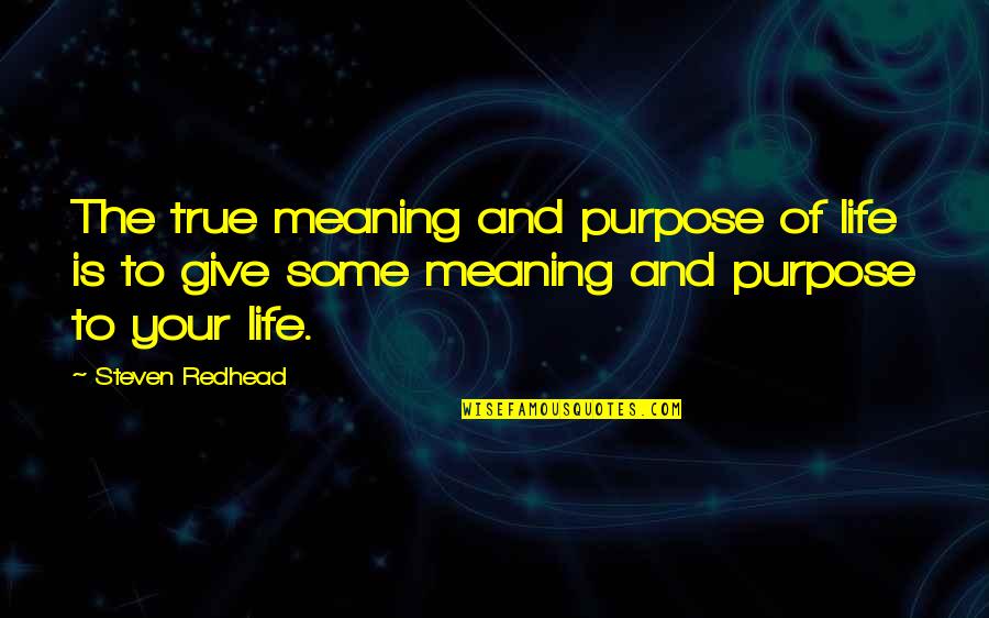 Spring Hinges Quotes By Steven Redhead: The true meaning and purpose of life is