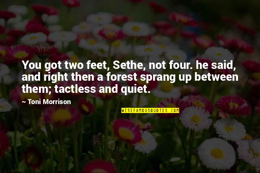 Stay Invested Quotes By Toni Morrison: You got two feet, Sethe, not four. he