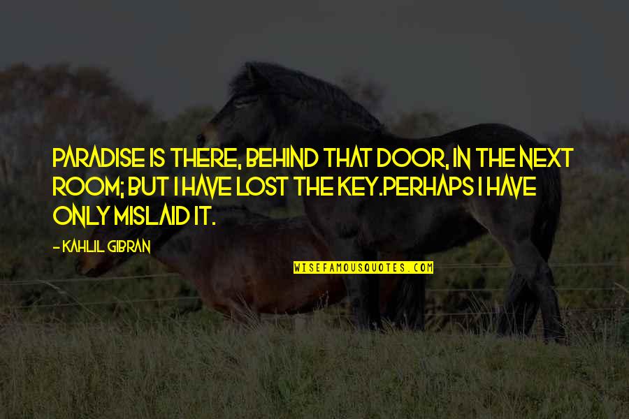 Steenberg Wine Quotes By Kahlil Gibran: Paradise is there, behind that door, in the