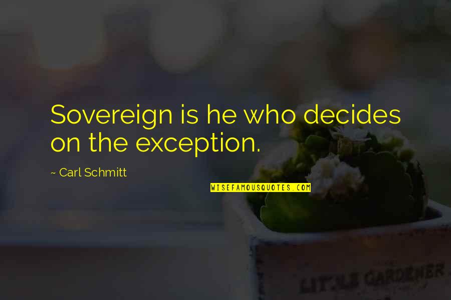 Steffanie Busey Quotes By Carl Schmitt: Sovereign is he who decides on the exception.