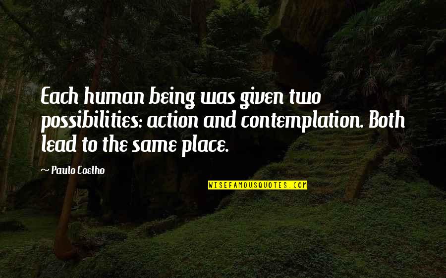 Steinkuehler Go Fund Quotes By Paulo Coelho: Each human being was given two possibilities: action