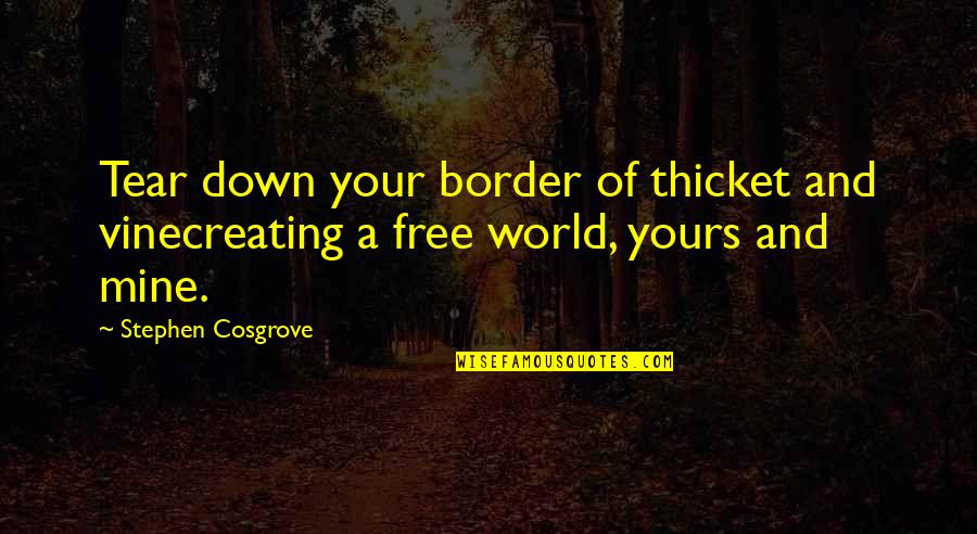 Stephen Cosgrove Quotes By Stephen Cosgrove: Tear down your border of thicket and vinecreating