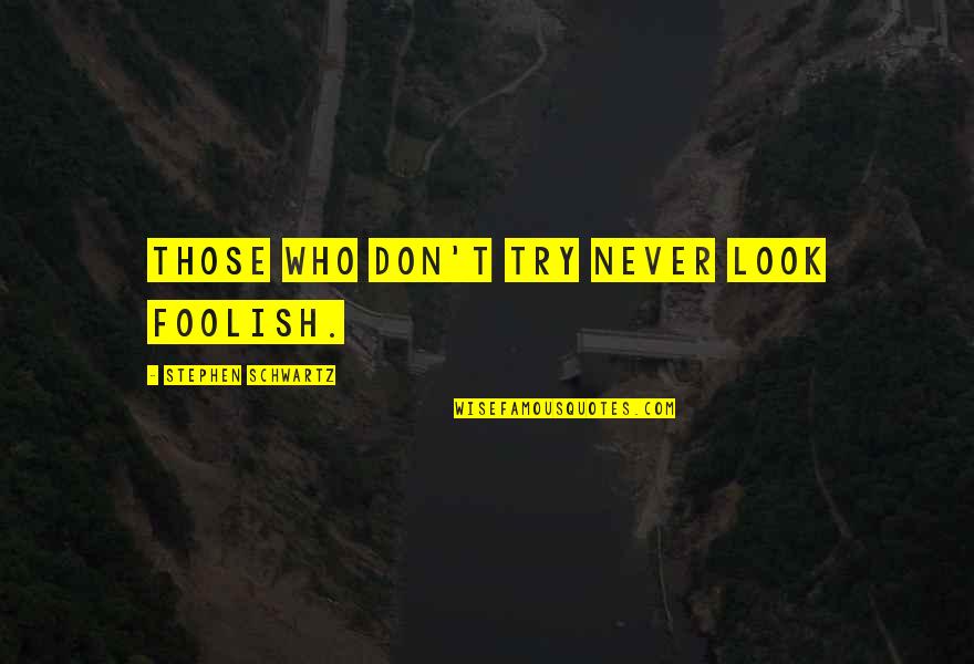 Stephen Schwartz Quotes By Stephen Schwartz: Those who don't try never look foolish.