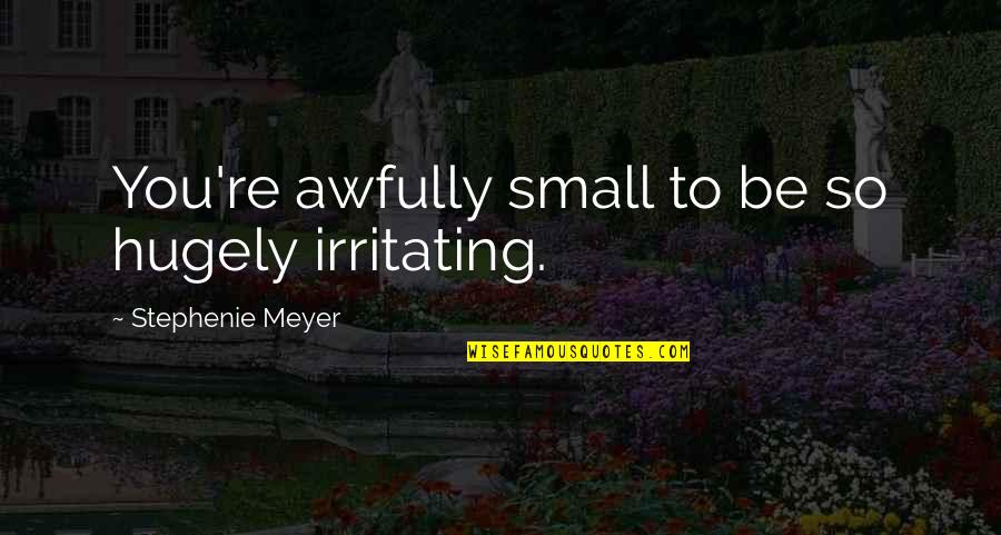 Stephenie Quotes By Stephenie Meyer: You're awfully small to be so hugely irritating.