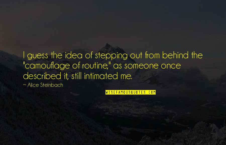 Stepping Up Quotes By Alice Steinbach: I guess the idea of stepping out from