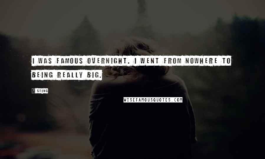 Sting quotes: I was famous overnight. I went from nowhere to being really big.