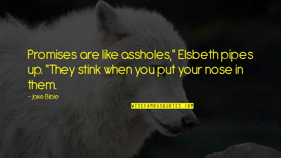 Stink Quotes By Jake Bible: Promises are like assholes," Elsbeth pipes up. "They