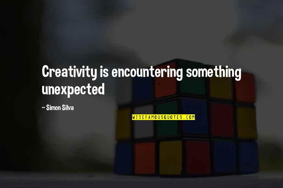Stir And Shoot Quotes By Simon Silva: Creativity is encountering something unexpected