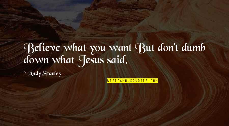 Stirewalt S Quotes By Andy Stanley: Believe what you want But don't dumb down
