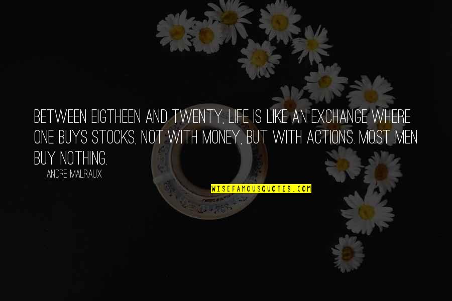 Stocks Quotes By Andre Malraux: Between eigtheen and twenty, life is like an