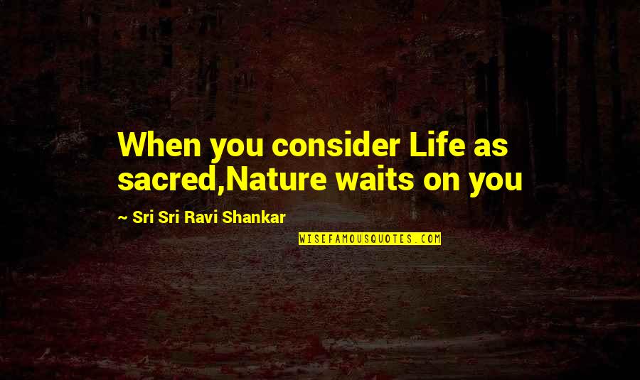 Stone Mason Quotes By Sri Sri Ravi Shankar: When you consider Life as sacred,Nature waits on