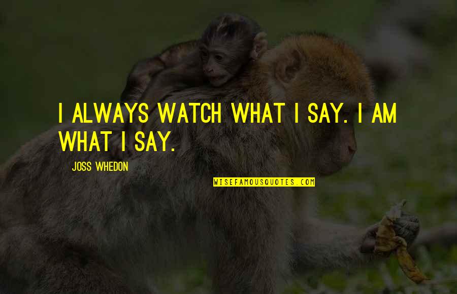 Straatman Quotes By Joss Whedon: I always watch what I say. I am