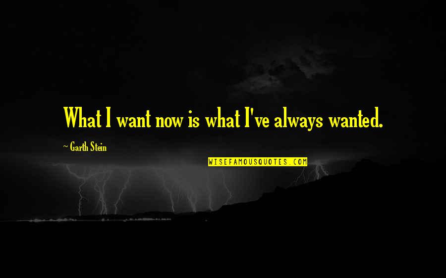 Strolls Hikes Quotes By Garth Stein: What I want now is what I've always