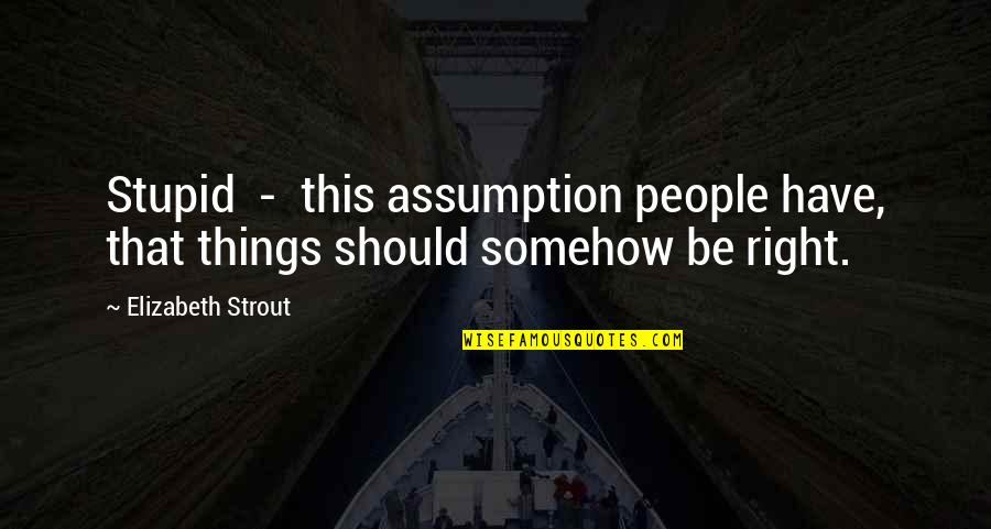 Strout Quotes By Elizabeth Strout: Stupid - this assumption people have, that things