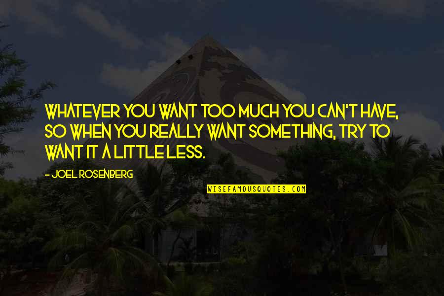 Stunners And Smashers Quotes By Joel Rosenberg: Whatever you want too much you can't have,